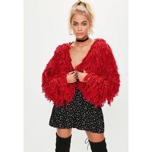 Prettylittlethings red shag sweater